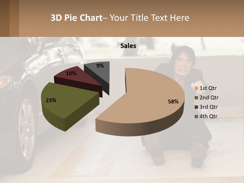 A Woman Sitting On The Ground In Front Of A Car PowerPoint Template