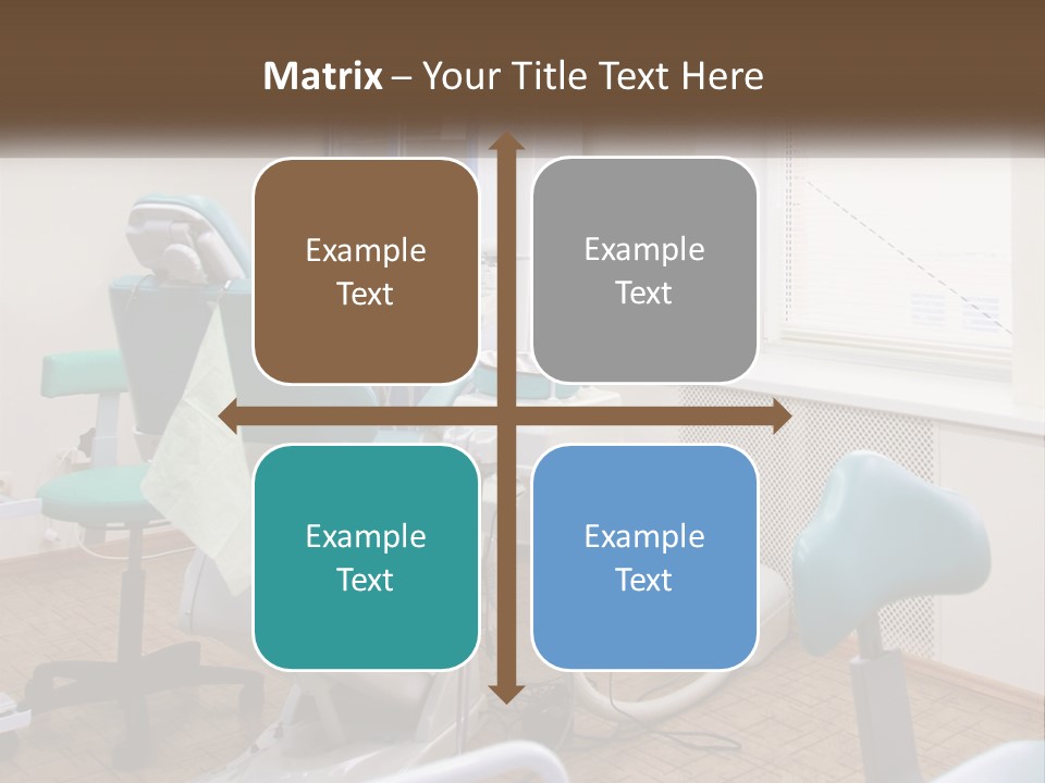 A Dentist Office With A Blue Chair And A White Chair PowerPoint Template