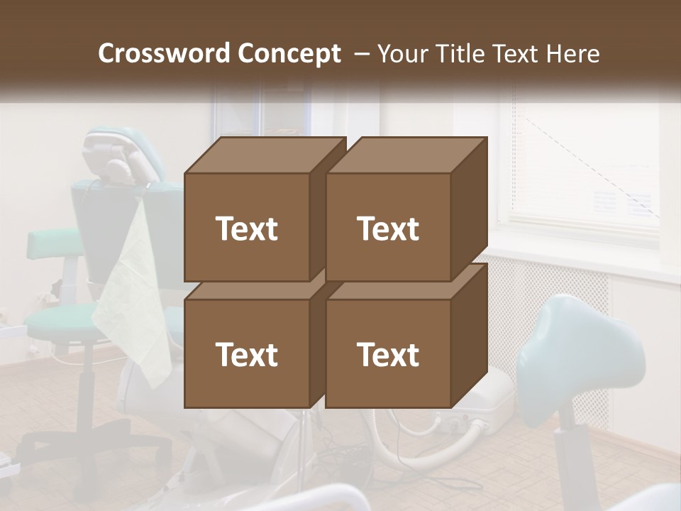 A Dentist Office With A Blue Chair And A White Chair PowerPoint Template