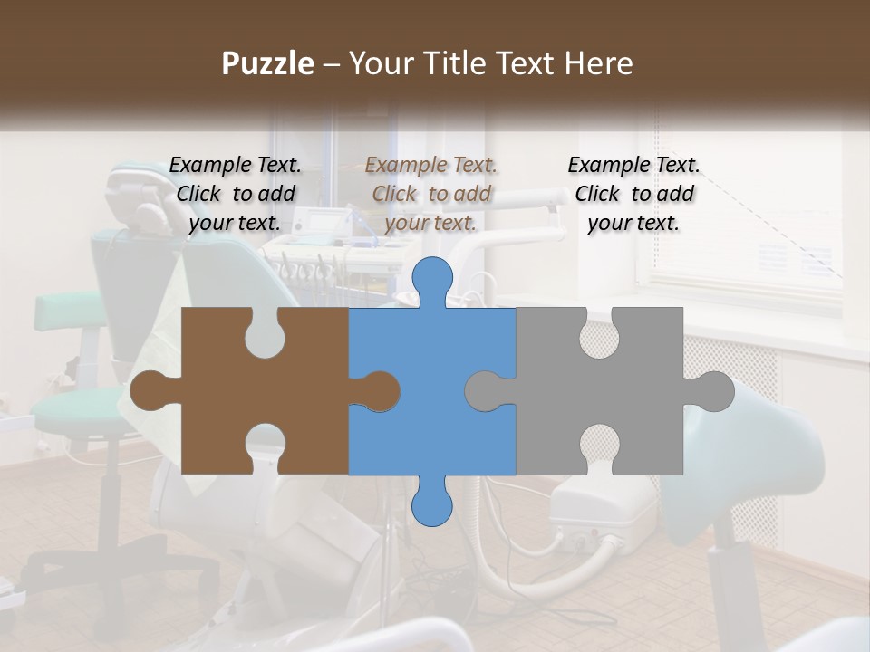 A Dentist Office With A Blue Chair And A White Chair PowerPoint Template