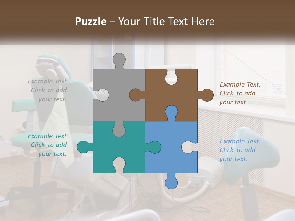 A Dentist Office With A Blue Chair And A White Chair PowerPoint Template