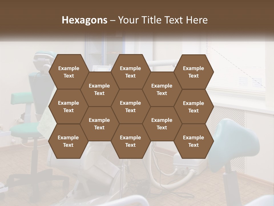 A Dentist Office With A Blue Chair And A White Chair PowerPoint Template