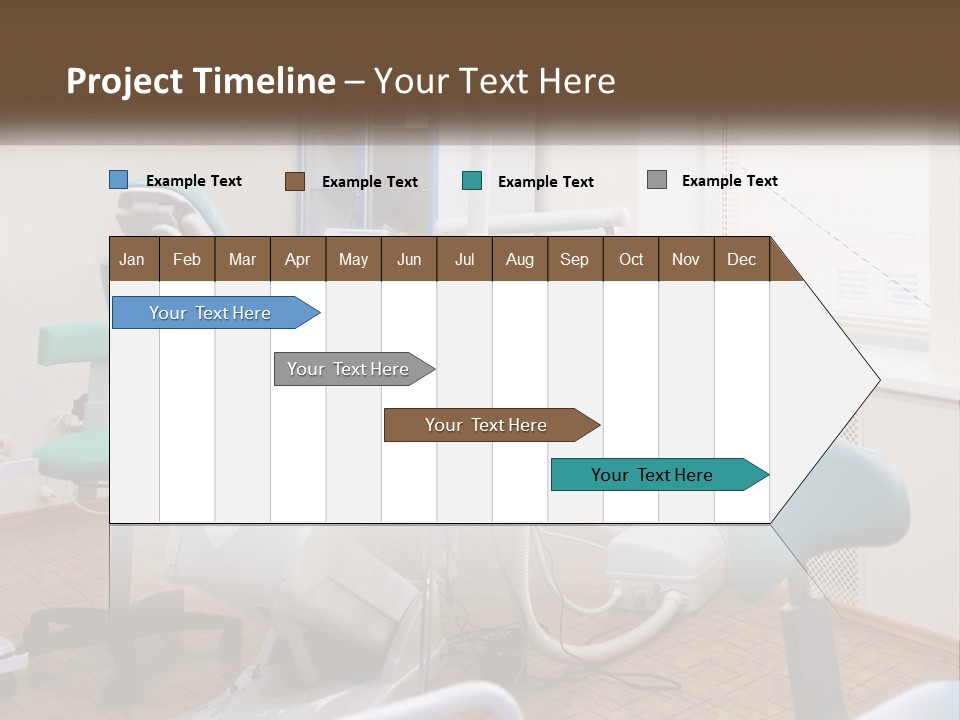 A Dentist Office With A Blue Chair And A White Chair PowerPoint Template