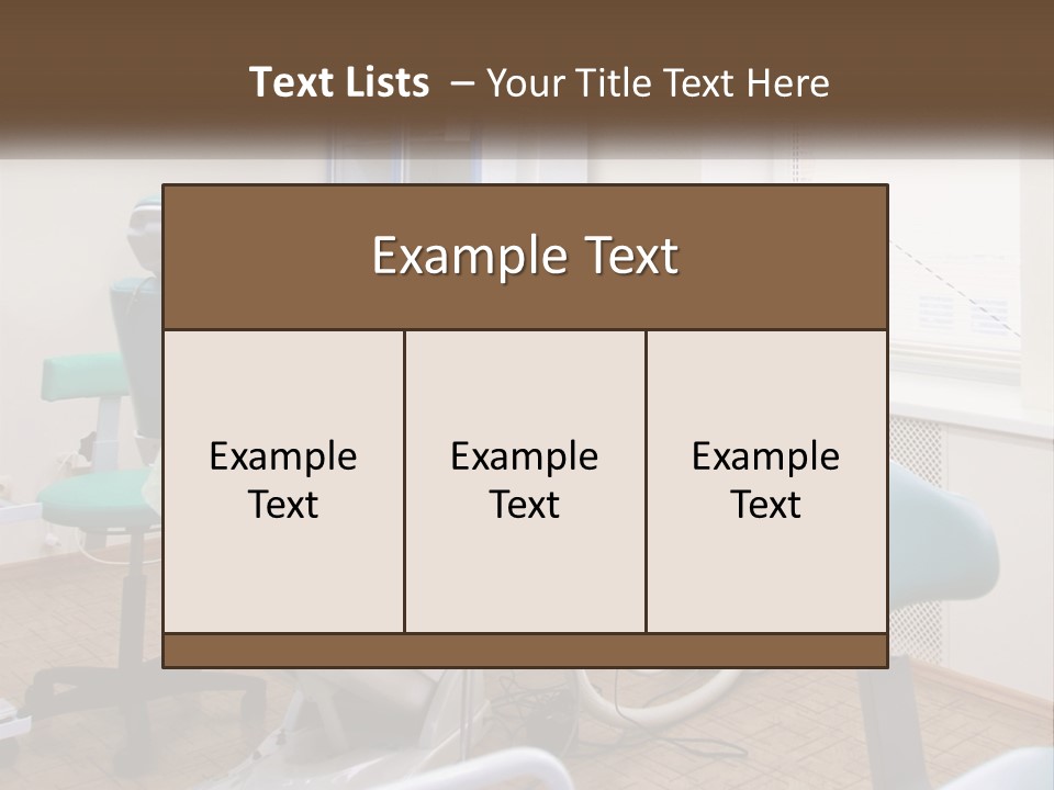 A Dentist Office With A Blue Chair And A White Chair PowerPoint Template