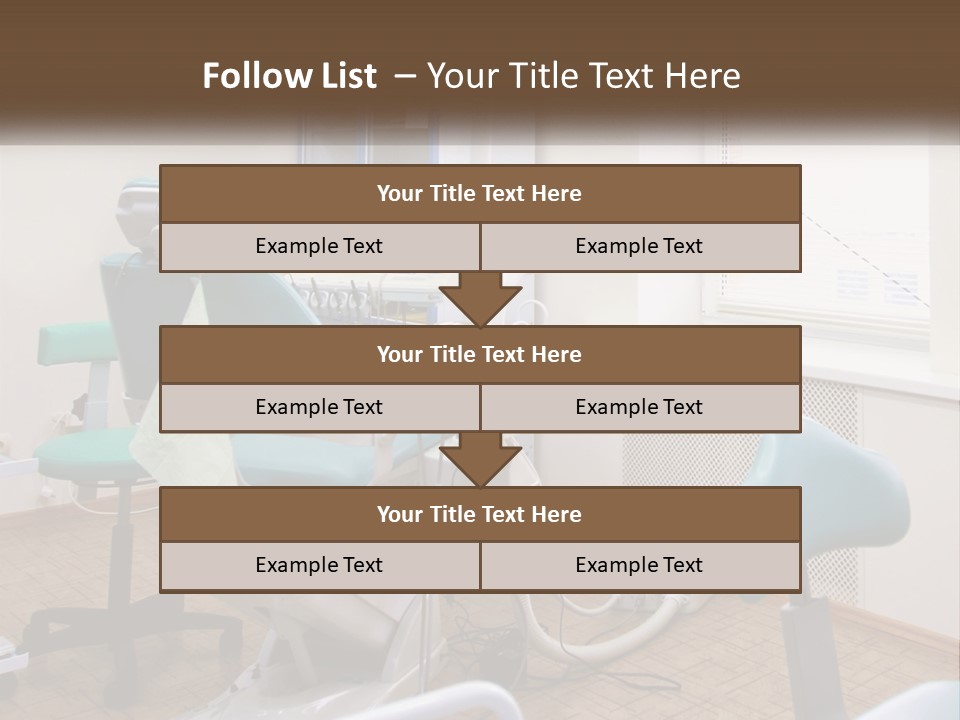 A Dentist Office With A Blue Chair And A White Chair PowerPoint Template