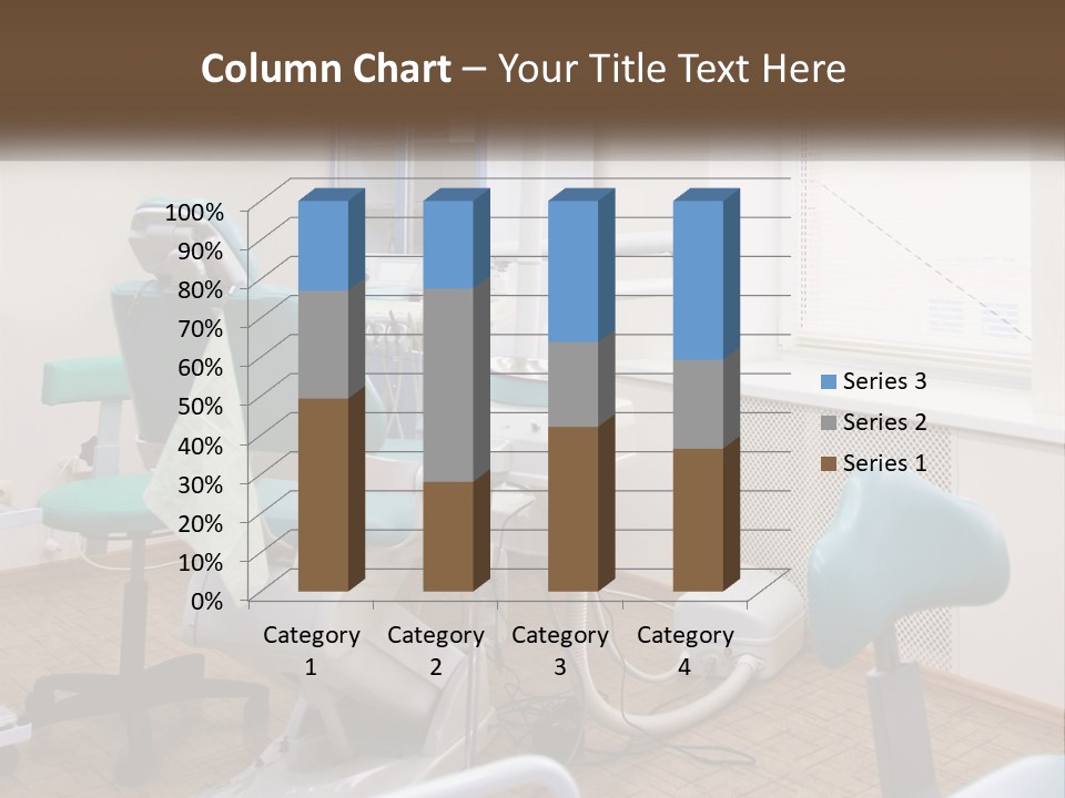 A Dentist Office With A Blue Chair And A White Chair PowerPoint Template
