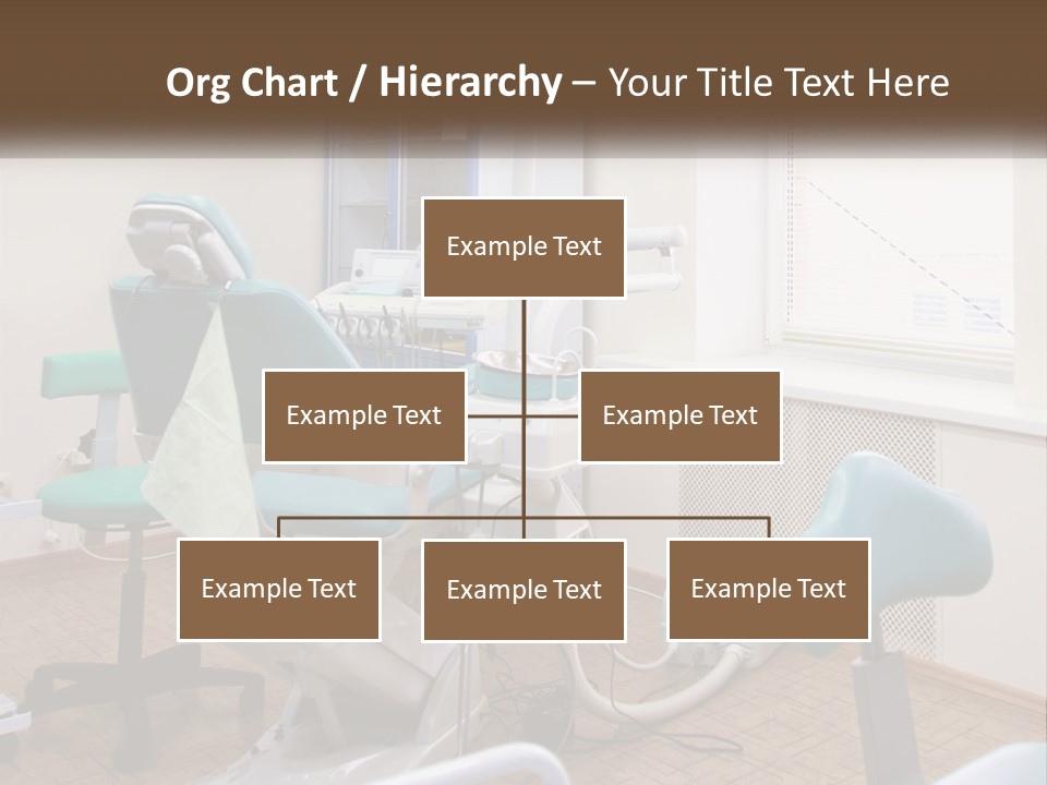 A Dentist Office With A Blue Chair And A White Chair PowerPoint Template