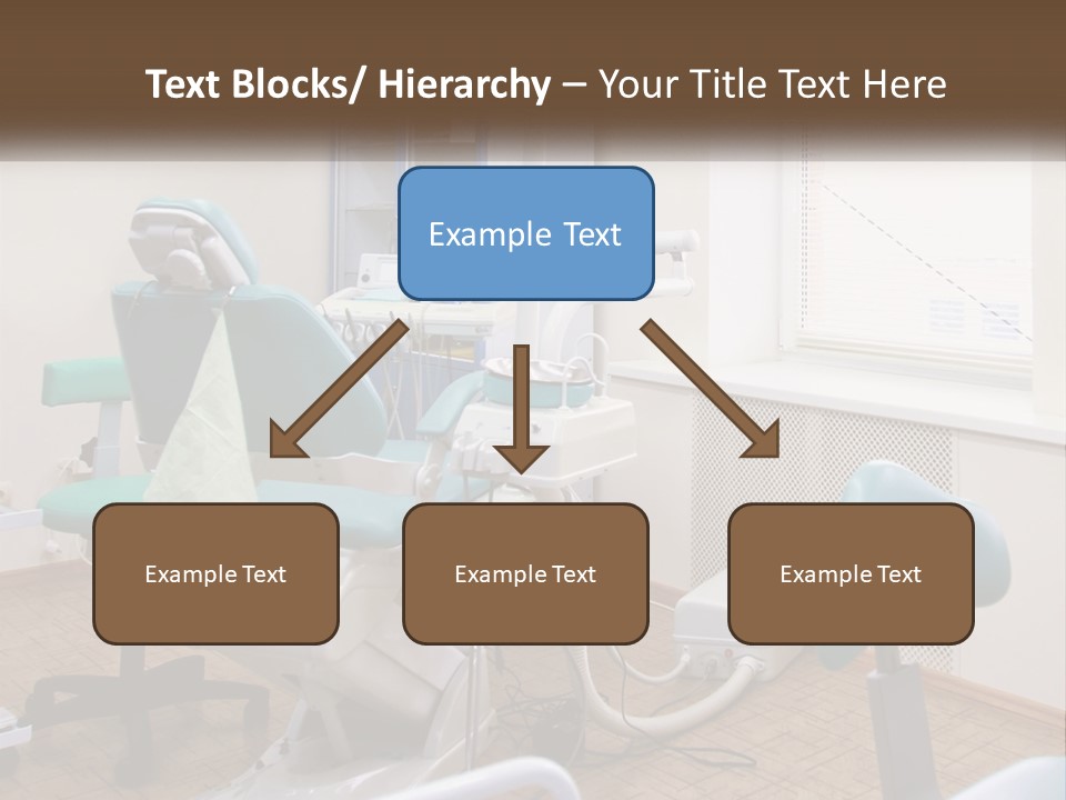 A Dentist Office With A Blue Chair And A White Chair PowerPoint Template