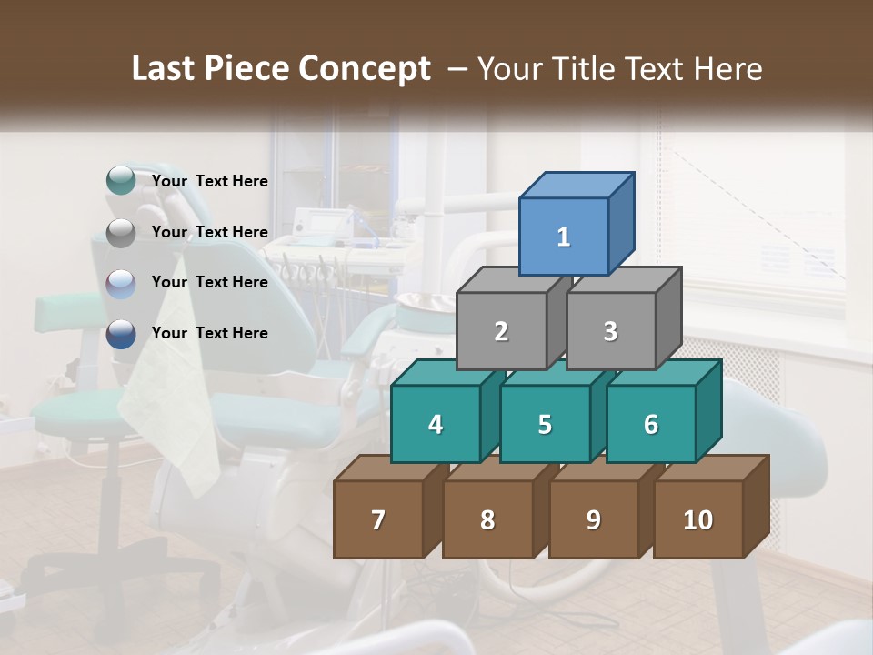 A Dentist Office With A Blue Chair And A White Chair PowerPoint Template