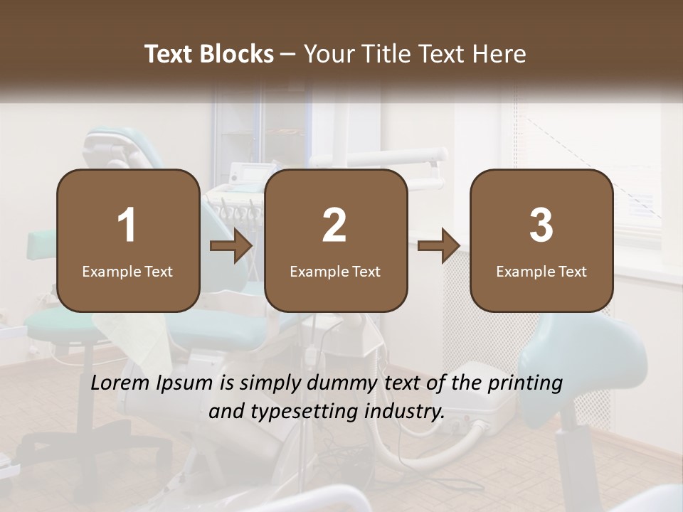 A Dentist Office With A Blue Chair And A White Chair PowerPoint Template