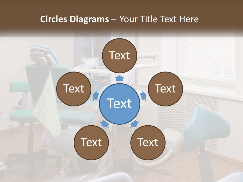 A Dentist Office With A Blue Chair And A White Chair PowerPoint Template