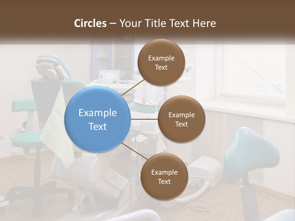 A Dentist Office With A Blue Chair And A White Chair PowerPoint Template