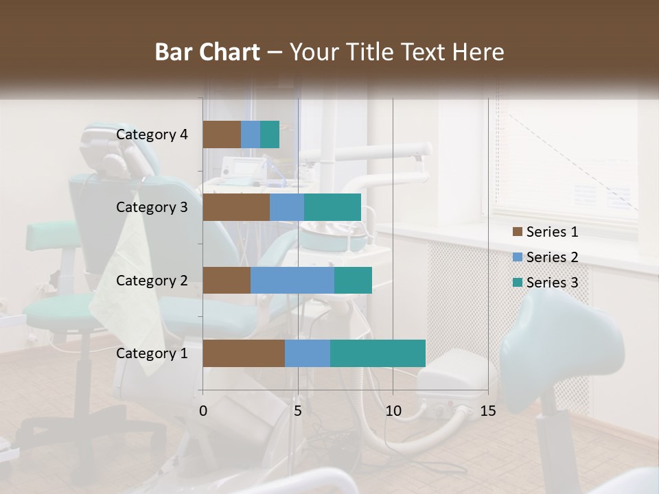 A Dentist Office With A Blue Chair And A White Chair PowerPoint Template