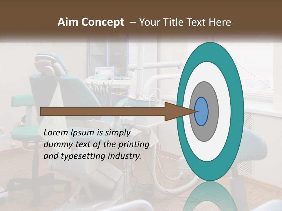 A Dentist Office With A Blue Chair And A White Chair PowerPoint Template