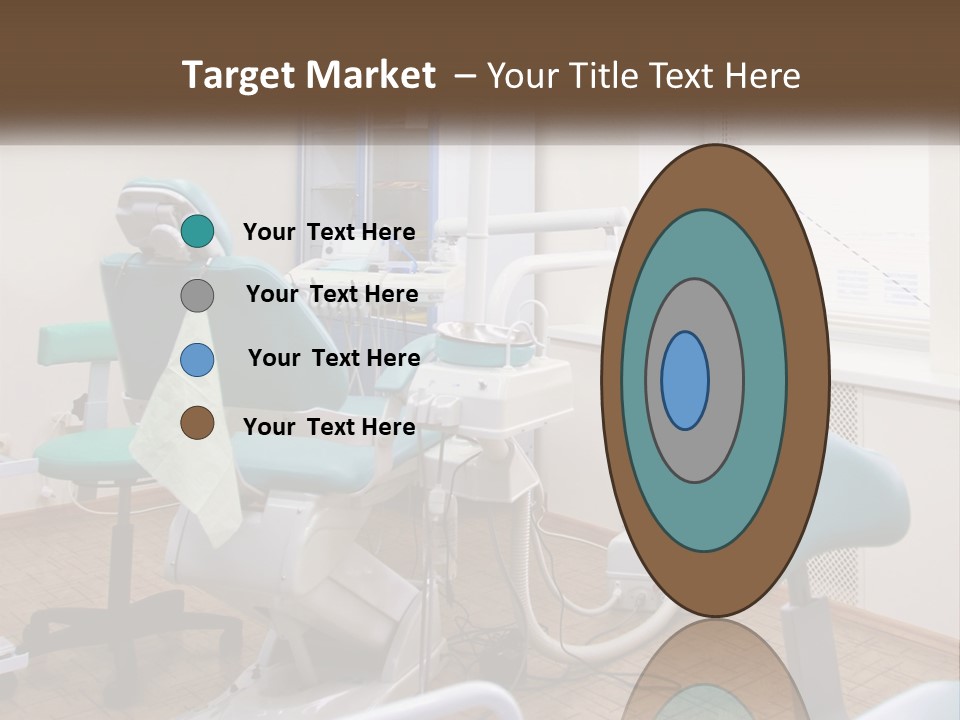 A Dentist Office With A Blue Chair And A White Chair PowerPoint Template