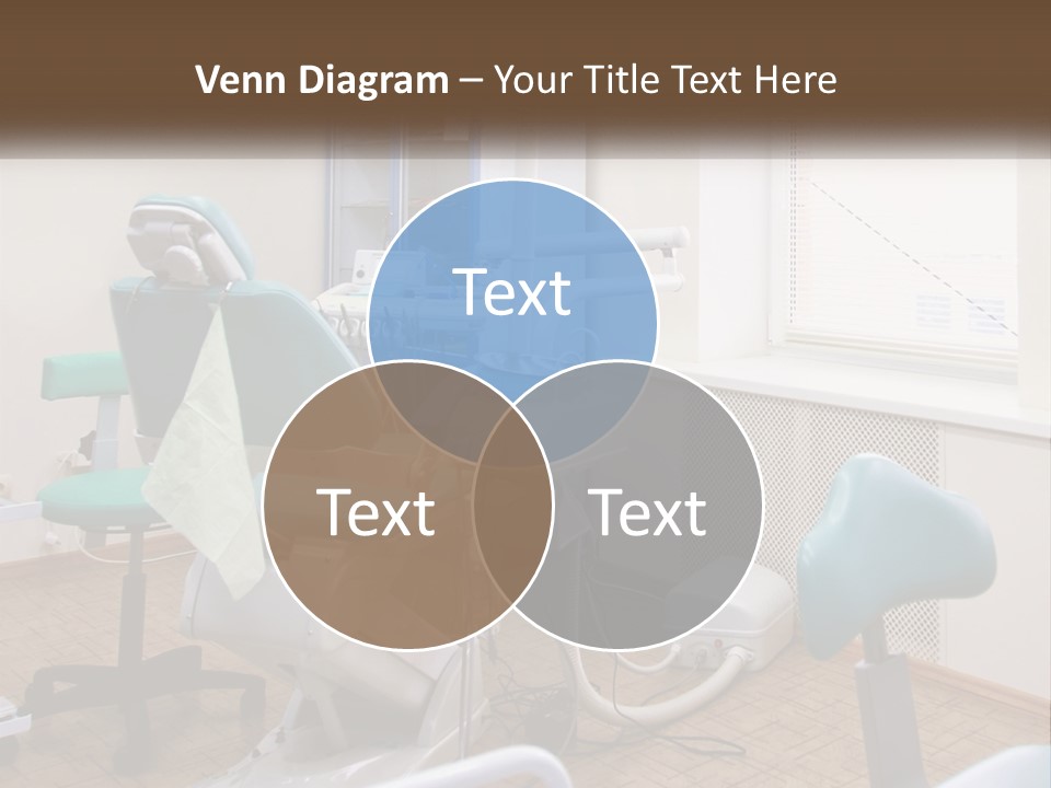 A Dentist Office With A Blue Chair And A White Chair PowerPoint Template