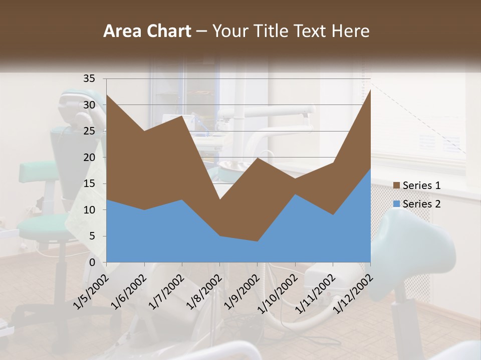 A Dentist Office With A Blue Chair And A White Chair PowerPoint Template