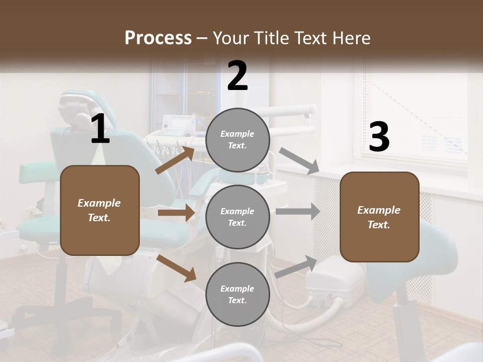 A Dentist Office With A Blue Chair And A White Chair PowerPoint Template