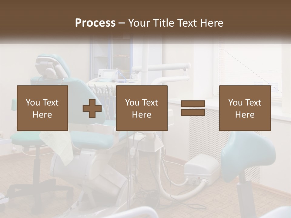 A Dentist Office With A Blue Chair And A White Chair PowerPoint Template