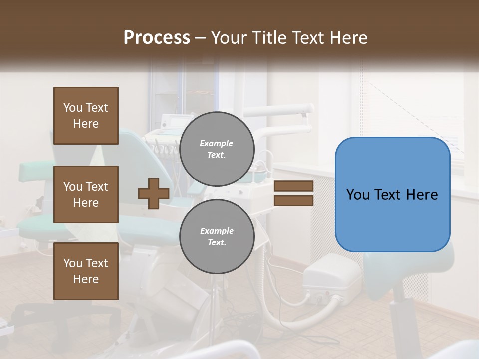 A Dentist Office With A Blue Chair And A White Chair PowerPoint Template