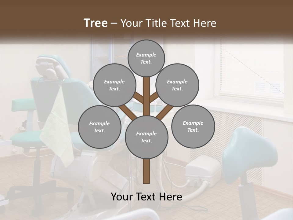 A Dentist Office With A Blue Chair And A White Chair PowerPoint Template