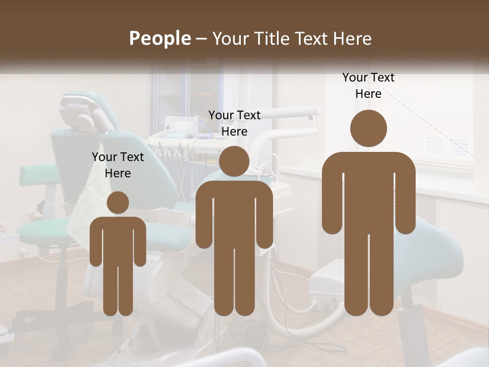 A Dentist Office With A Blue Chair And A White Chair PowerPoint Template