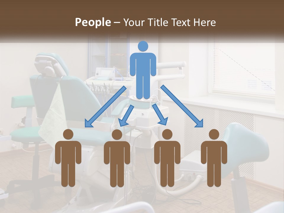 A Dentist Office With A Blue Chair And A White Chair PowerPoint Template