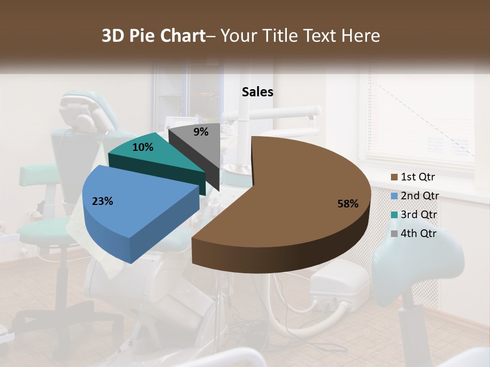 A Dentist Office With A Blue Chair And A White Chair PowerPoint Template