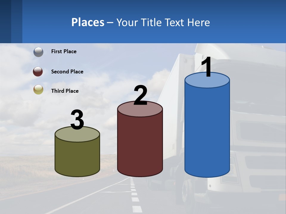 A White Truck Driving Down A Rural Road PowerPoint Template