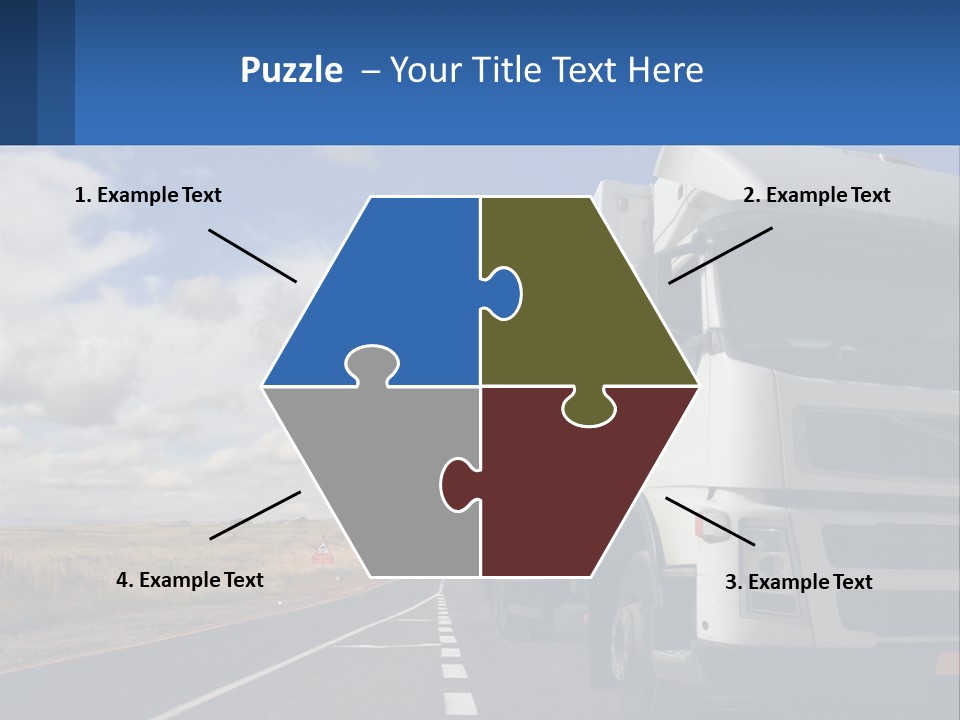 A White Truck Driving Down A Rural Road PowerPoint Template