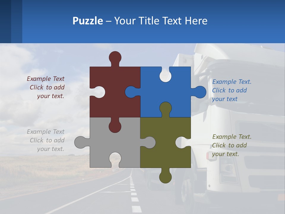 A White Truck Driving Down A Rural Road PowerPoint Template