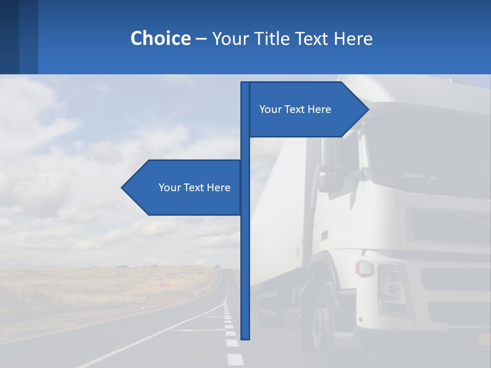 A White Truck Driving Down A Rural Road PowerPoint Template