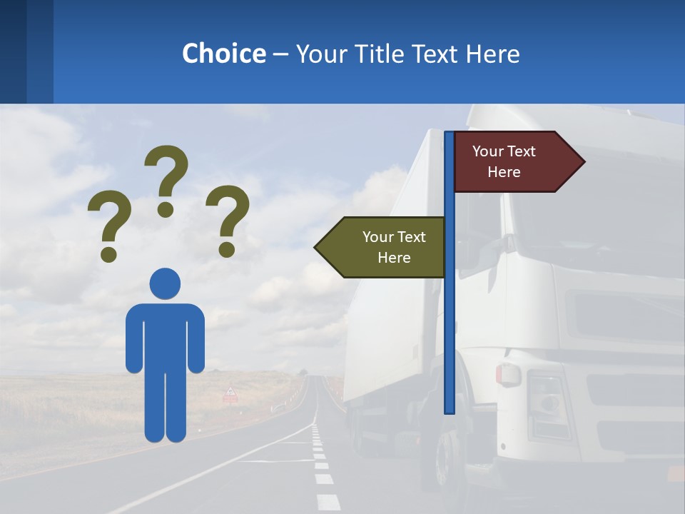 A White Truck Driving Down A Rural Road PowerPoint Template
