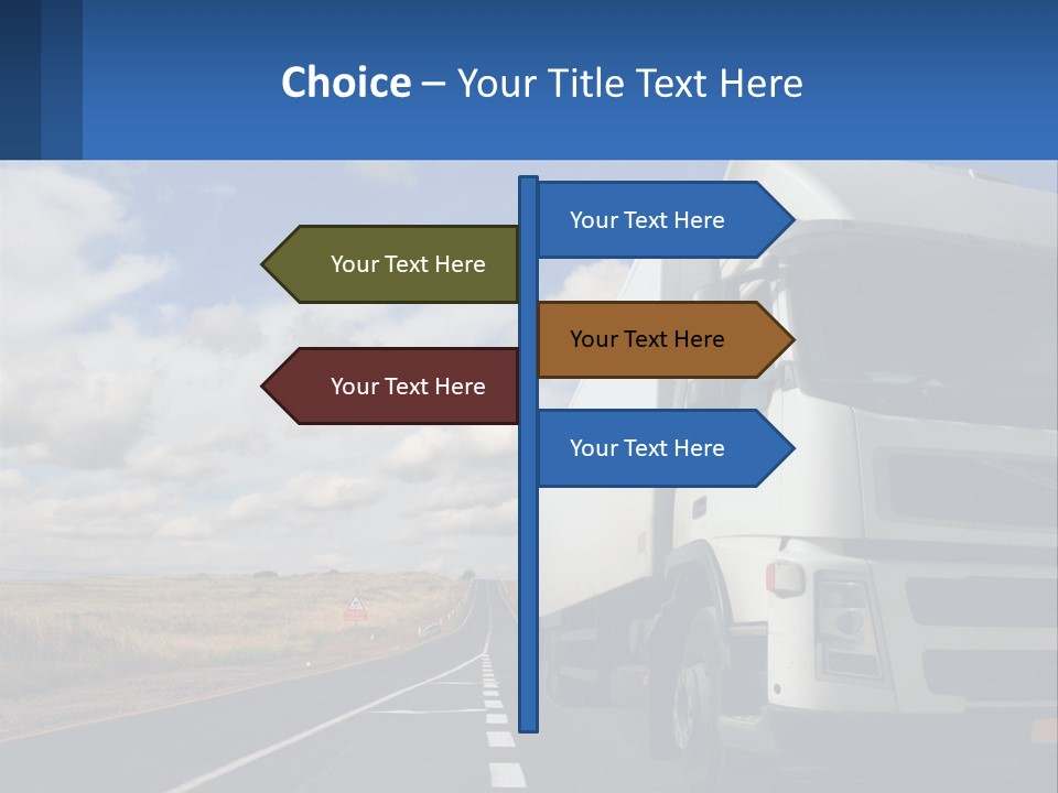 A White Truck Driving Down A Rural Road PowerPoint Template