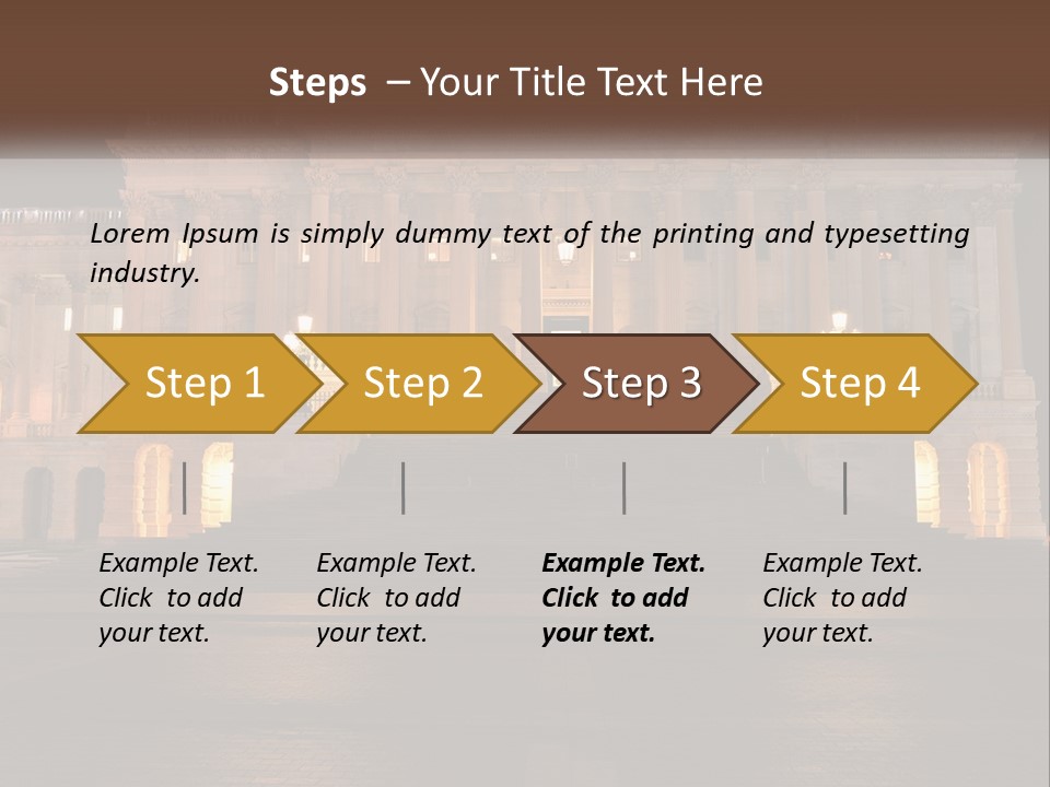 A Large Building With Steps Leading Up To It PowerPoint Template