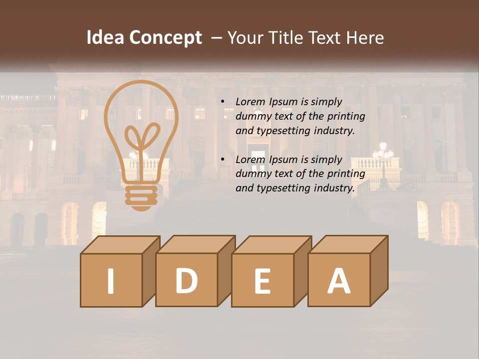 A Large Building With Steps Leading Up To It PowerPoint Template