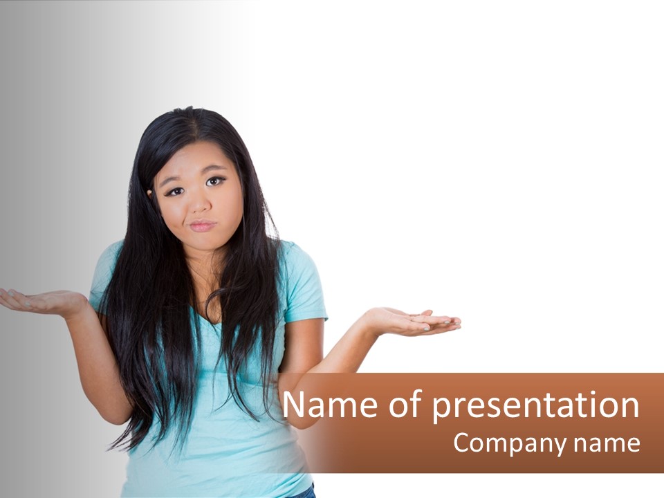 A Woman Is Holding Her Hands Out In Front Of Her PowerPoint Template