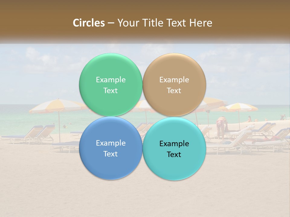 A Group Of Lawn Chairs And Umbrellas On A Beach PowerPoint Template