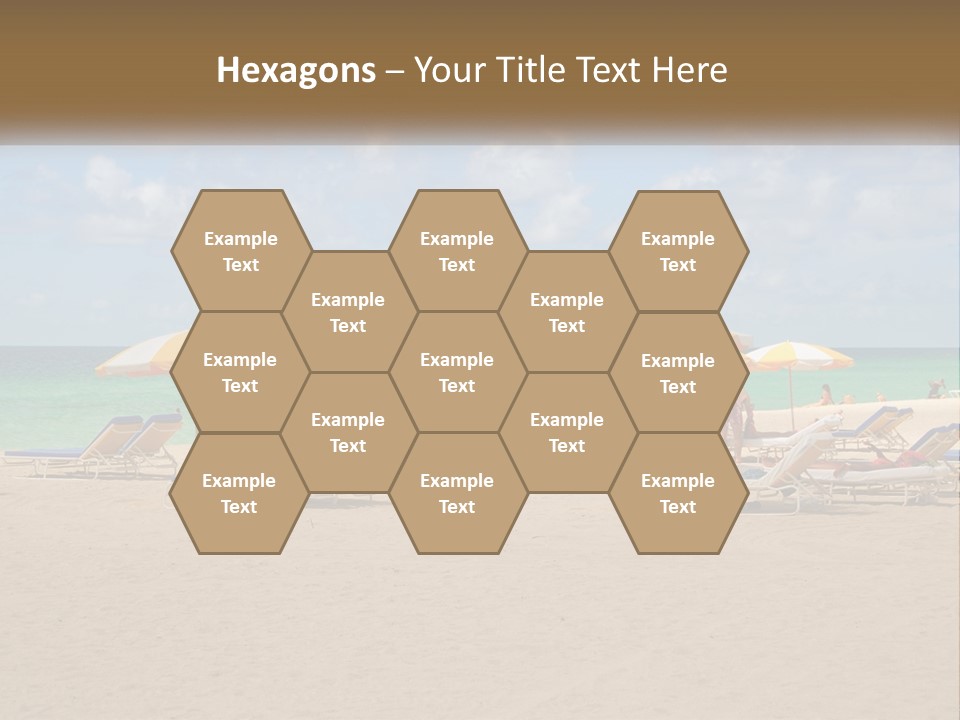 A Group Of Lawn Chairs And Umbrellas On A Beach PowerPoint Template