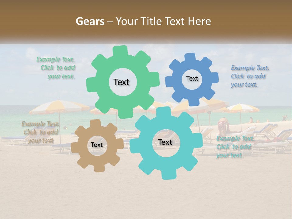 A Group Of Lawn Chairs And Umbrellas On A Beach PowerPoint Template