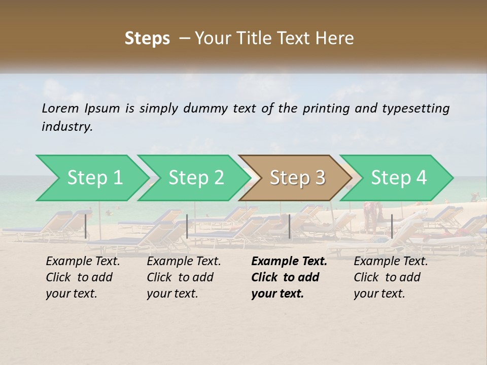 A Group Of Lawn Chairs And Umbrellas On A Beach PowerPoint Template