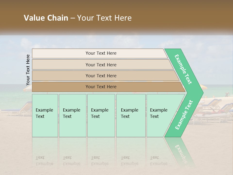 A Group Of Lawn Chairs And Umbrellas On A Beach PowerPoint Template