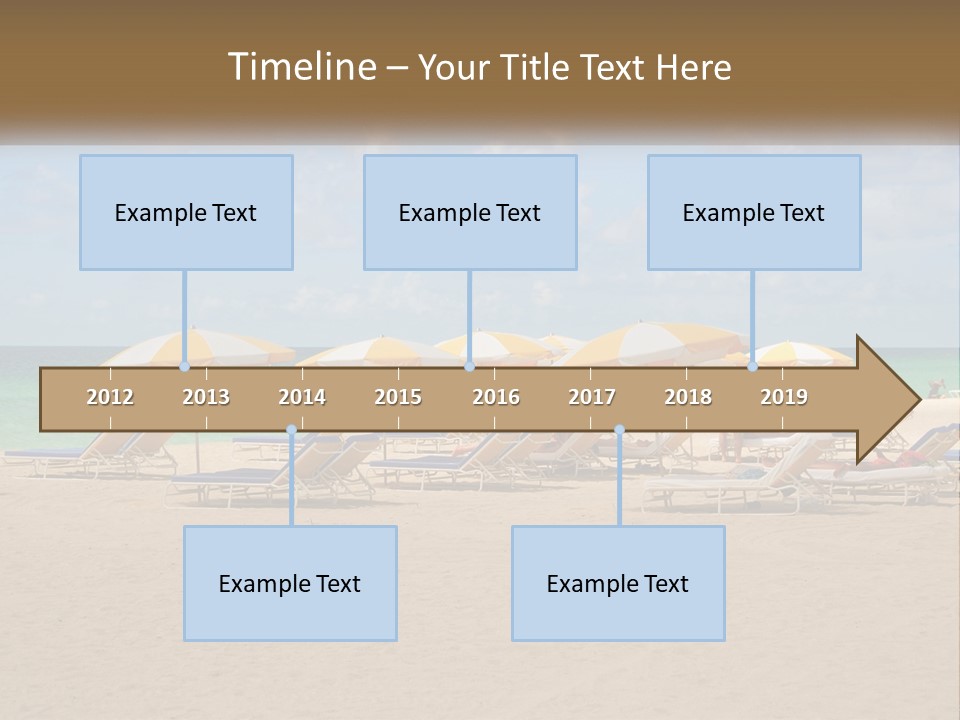A Group Of Lawn Chairs And Umbrellas On A Beach PowerPoint Template