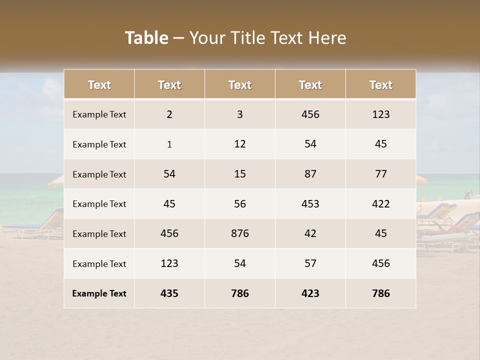 A Group Of Lawn Chairs And Umbrellas On A Beach PowerPoint Template