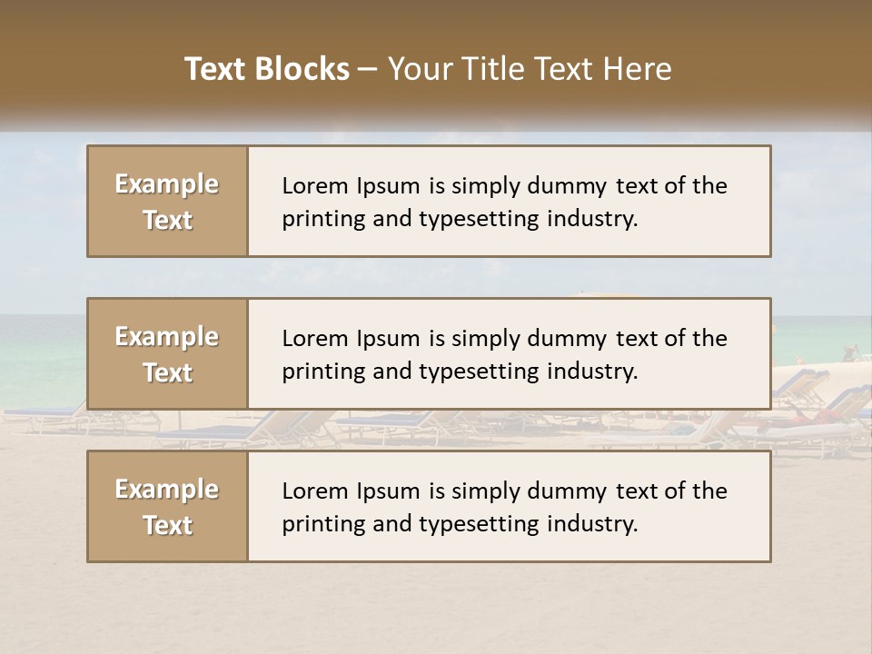 A Group Of Lawn Chairs And Umbrellas On A Beach PowerPoint Template