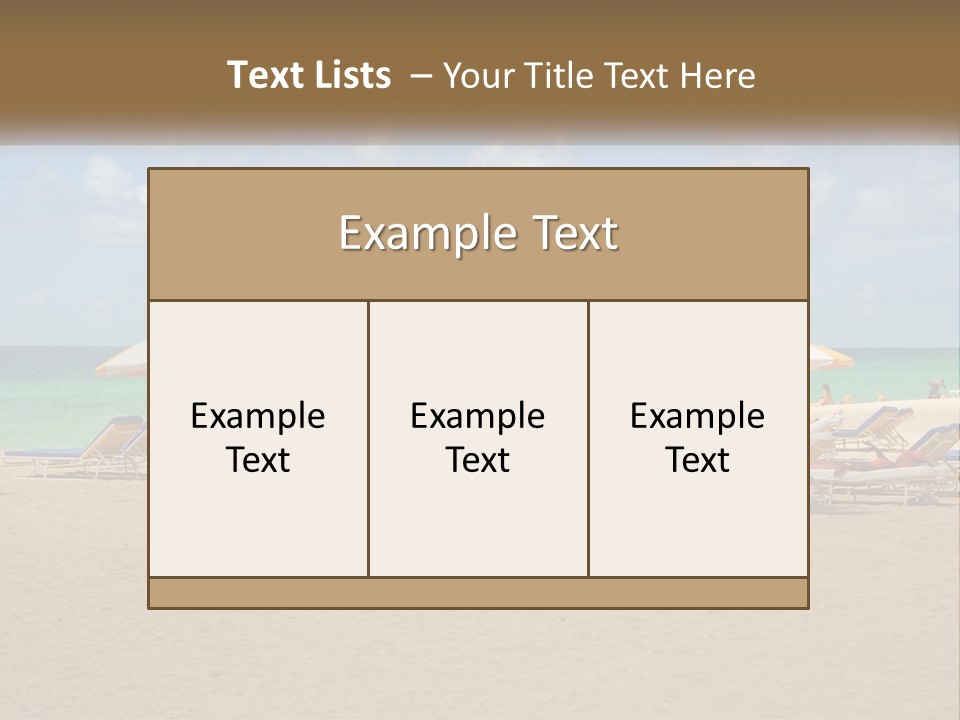 A Group Of Lawn Chairs And Umbrellas On A Beach PowerPoint Template