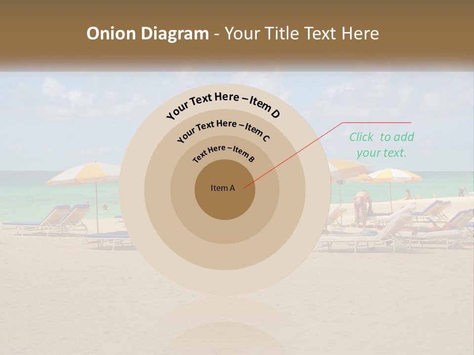 A Group Of Lawn Chairs And Umbrellas On A Beach PowerPoint Template