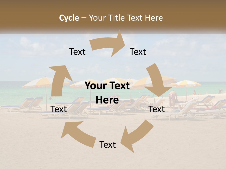 A Group Of Lawn Chairs And Umbrellas On A Beach PowerPoint Template