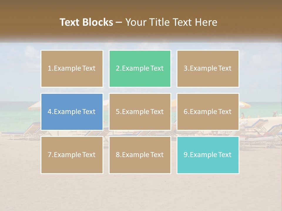 A Group Of Lawn Chairs And Umbrellas On A Beach PowerPoint Template