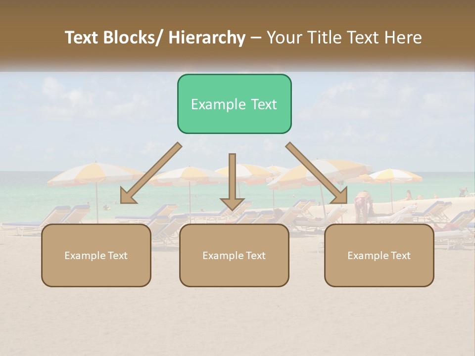 A Group Of Lawn Chairs And Umbrellas On A Beach PowerPoint Template